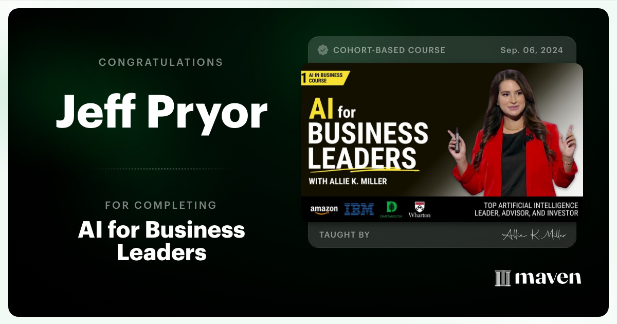 Certificate of Completion for AI for Business Leaders