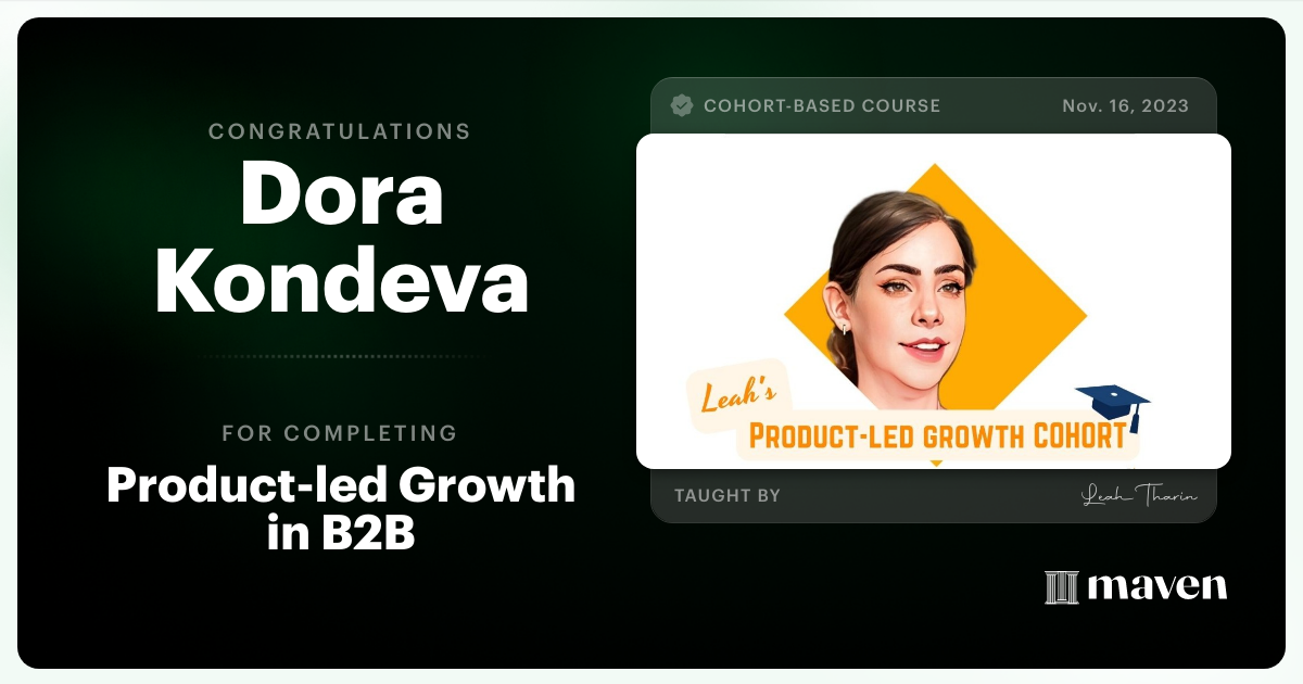 Certificate of Completion for Product-led Growth in B2B