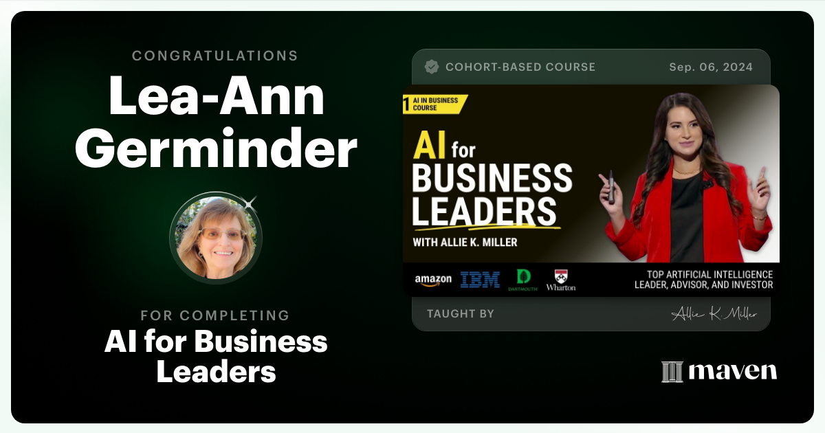Certificate of Completion for AI for Business Leaders