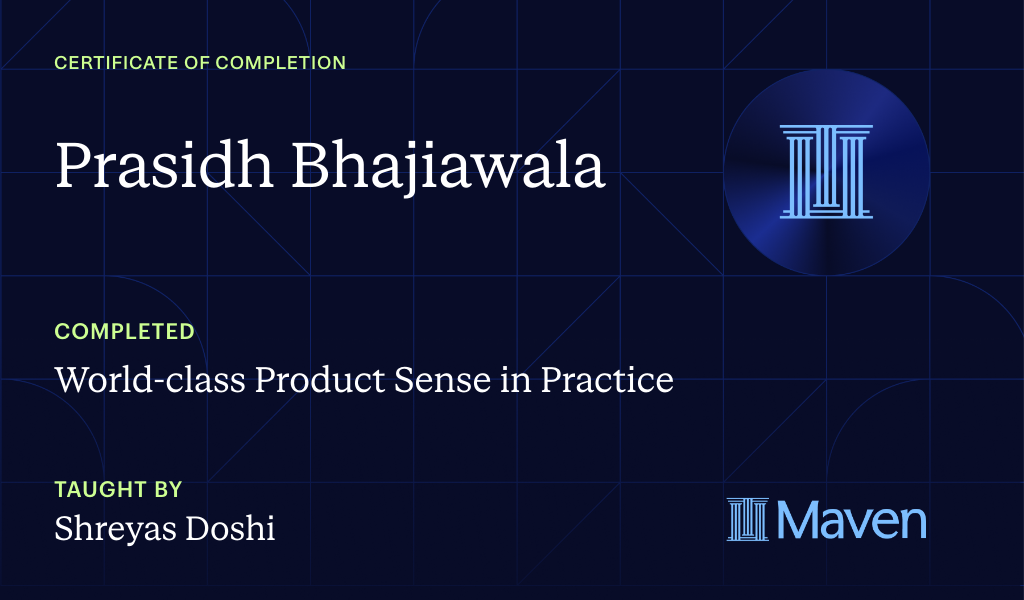 Certificate for World-class Product Sense in Practice