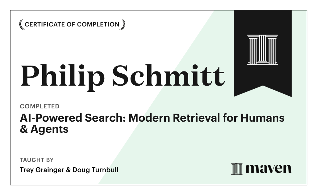 Certificate for AI-Powered Search: Modern Retrieval for Humans & Agents
