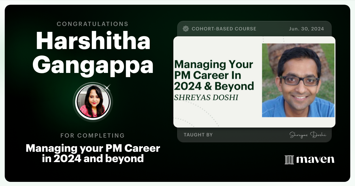 Certificate of Completion for Managing your PM Career in 2025 and beyond
