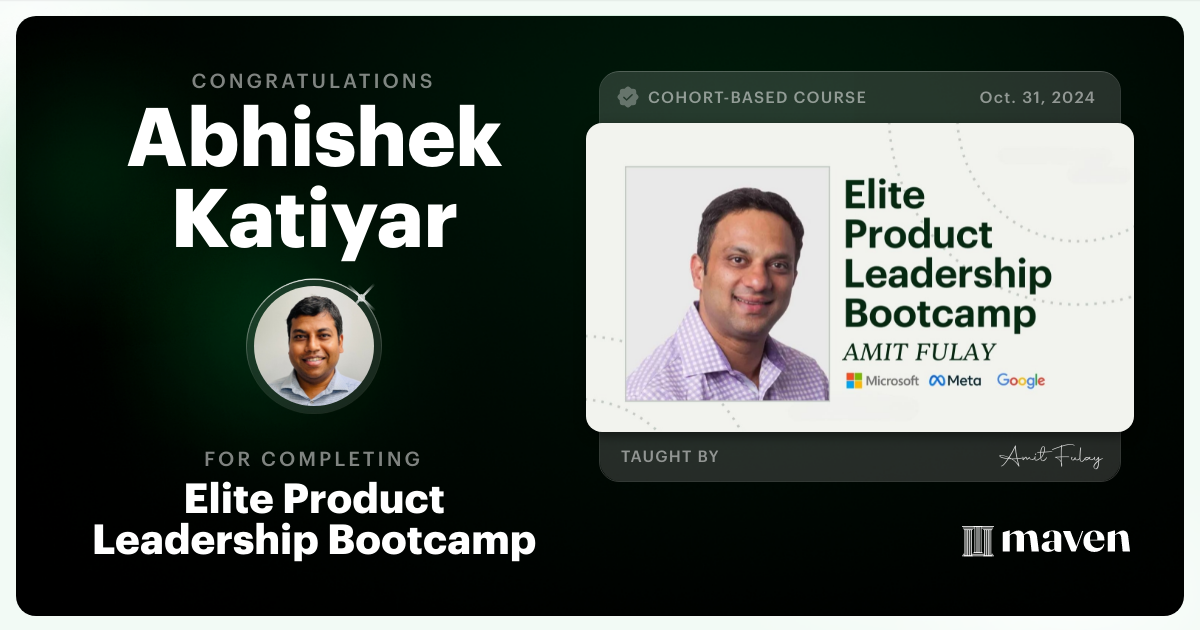 Certificate of Completion for Elite AI Product Leadership Certification by AI Product Academy