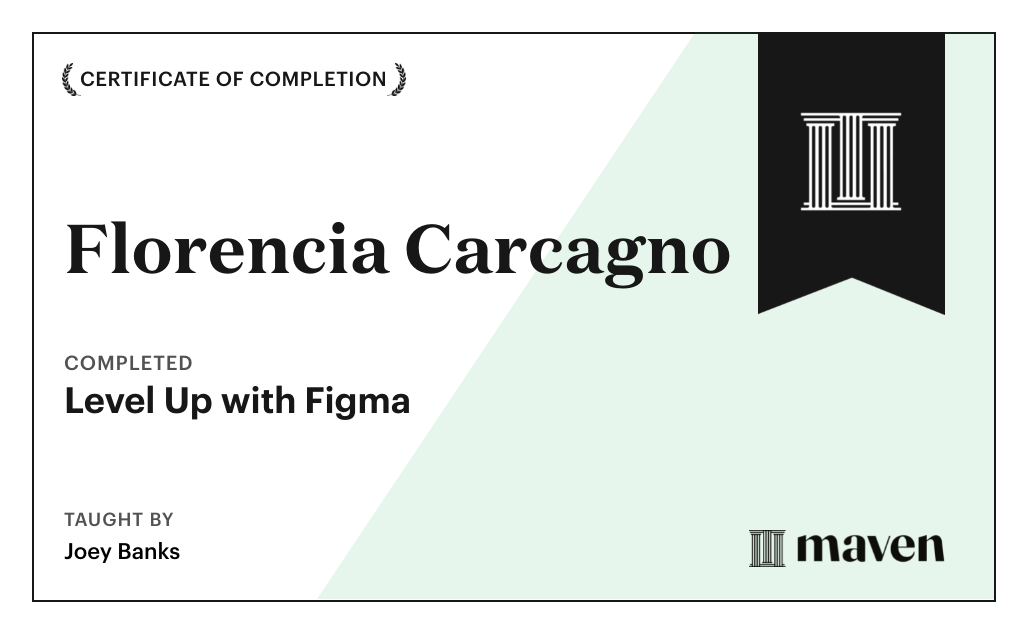 Certificate for Level Up with Figma