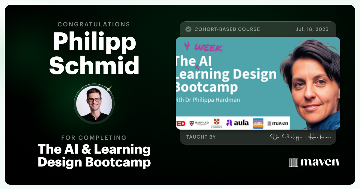 Certificate of Completion for The AI Bootcamp for L&D