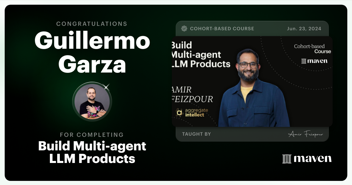 Certificate of Completion for AI Agents for Pragmatic Builders - Claude Code, LangGraph, n8n