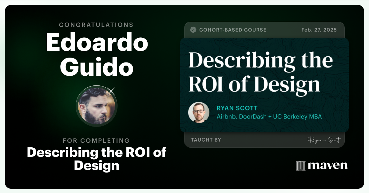 Certificate of Completion for Describing the ROI of Design