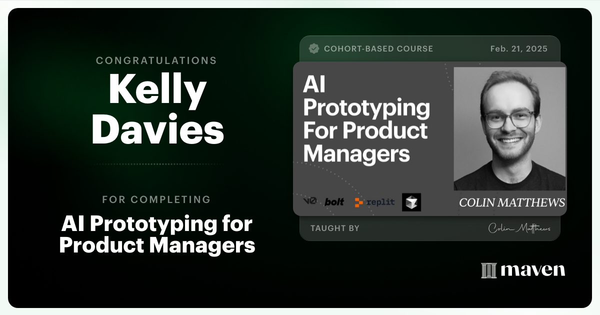 Certificate of Completion for AI Prototyping for Product Managers