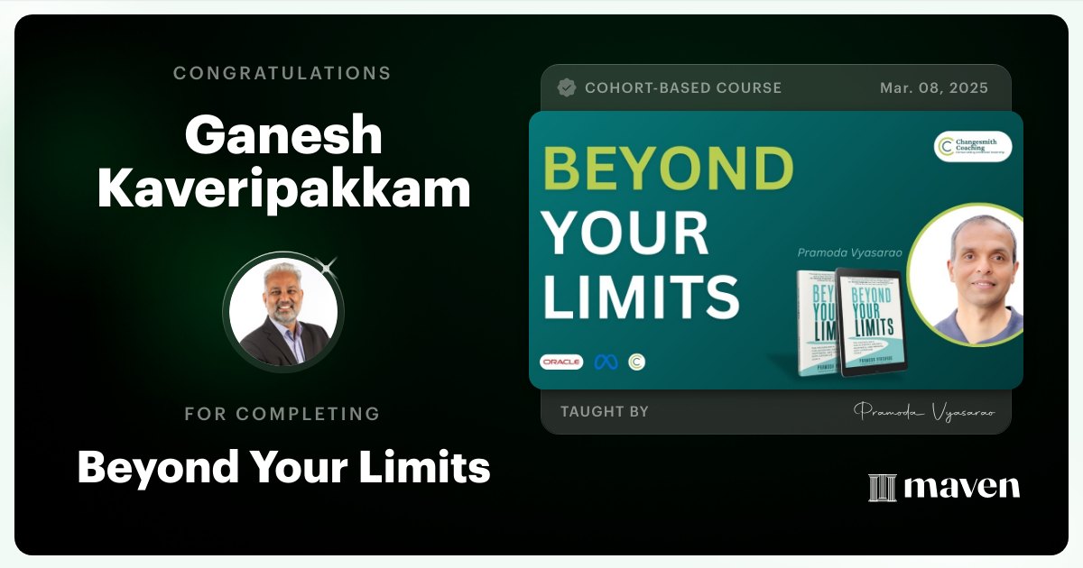 Certificate of Completion for Beyond Your Limits