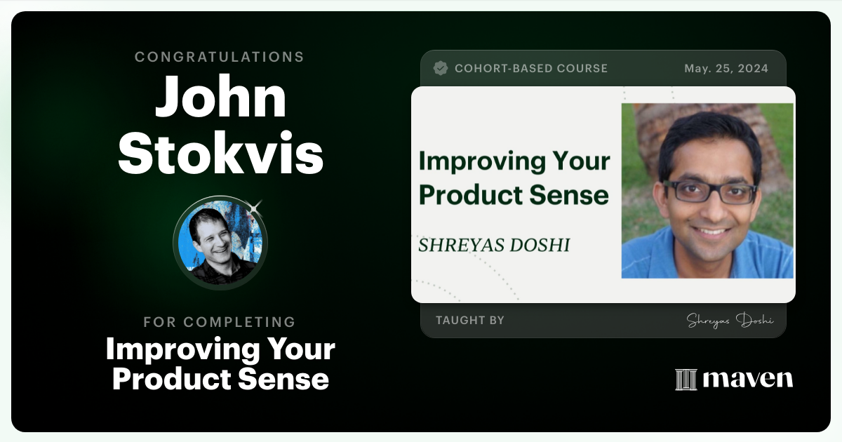 Certificate of Completion for World-class Product Sense in Practice