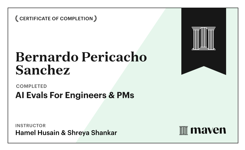 Certificate for AI Evals For Engineers & PMs