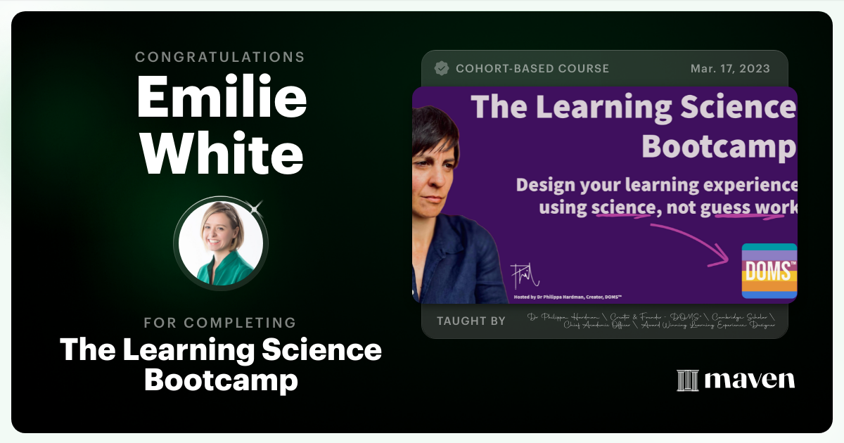 Certificate of Completion for The AI Bootcamp for L&D