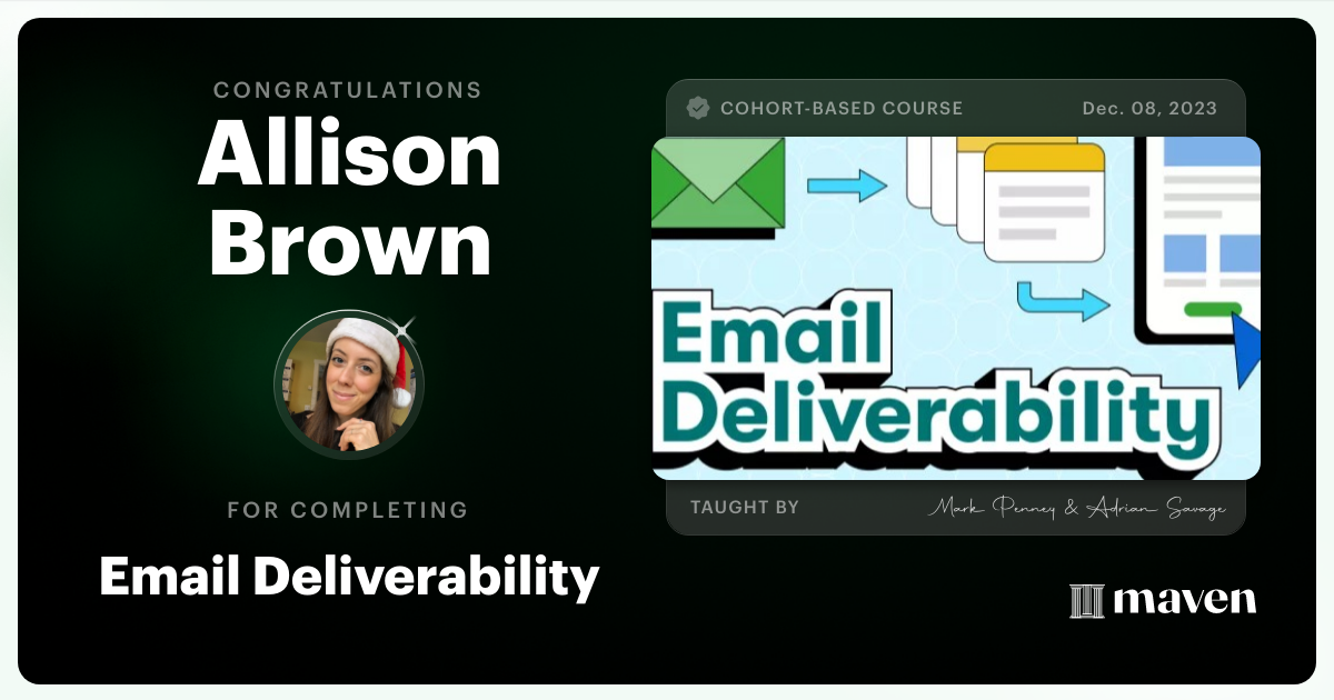 Certificate of Completion for Email Deliverability