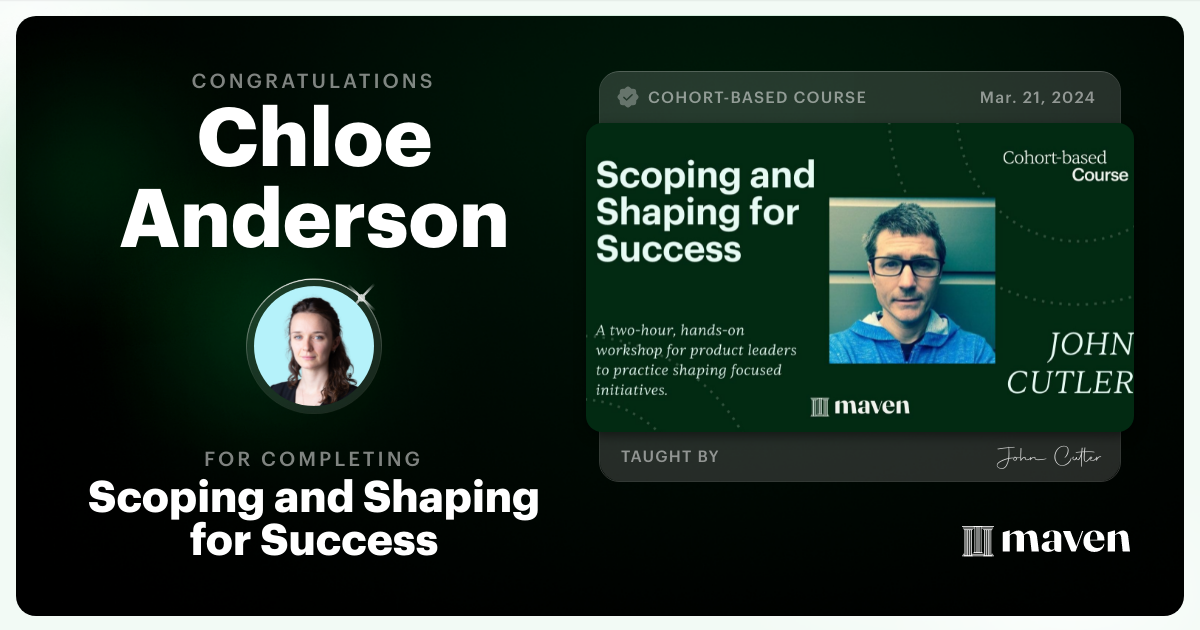 Certificate of Completion for Scoping and Shaping for Success