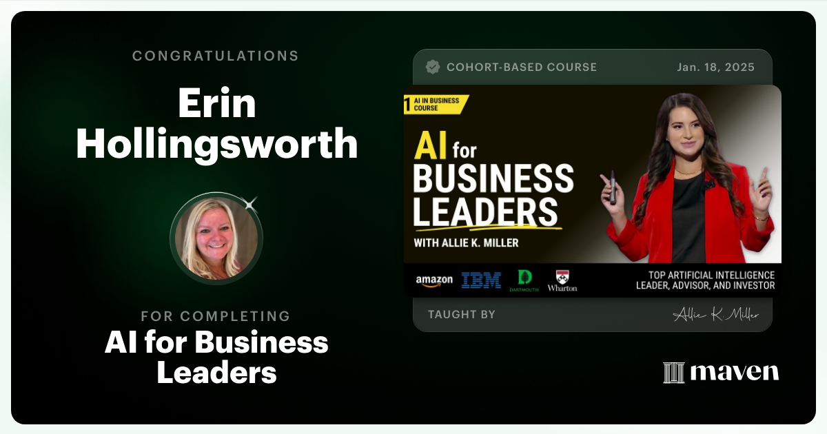 Certificate of Completion for AI for Business Leaders