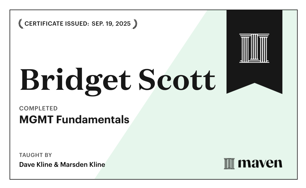 Certificate for MGMT Fundamentals - Foundational Skills for New Managers