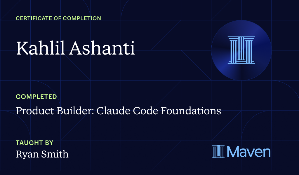 Certificate for Product Builder: Agentic AI for Product Managers