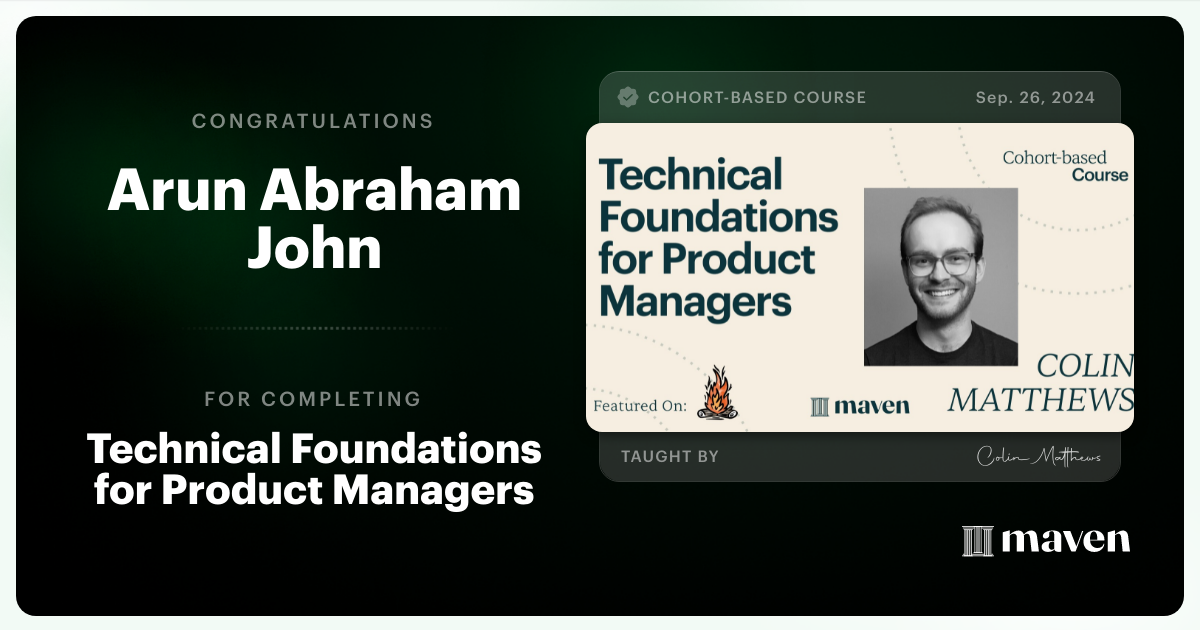 Certificate of Completion for Technical Foundations for Product Managers