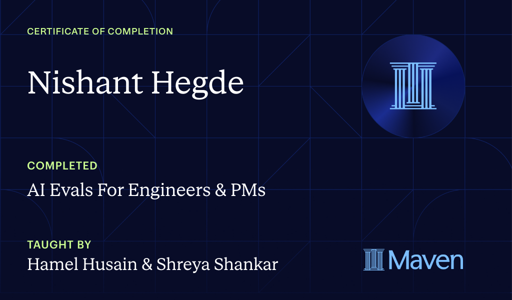 Certificate for AI Evals For Engineers & PMs