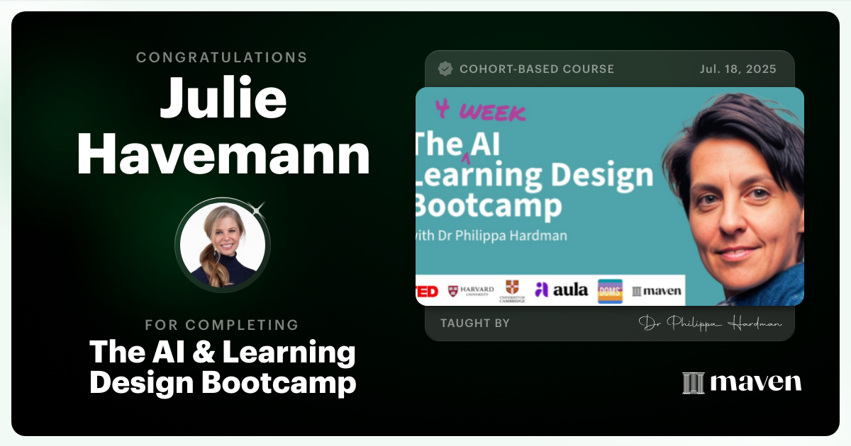 Certificate of Completion for The AI Bootcamp for L&D