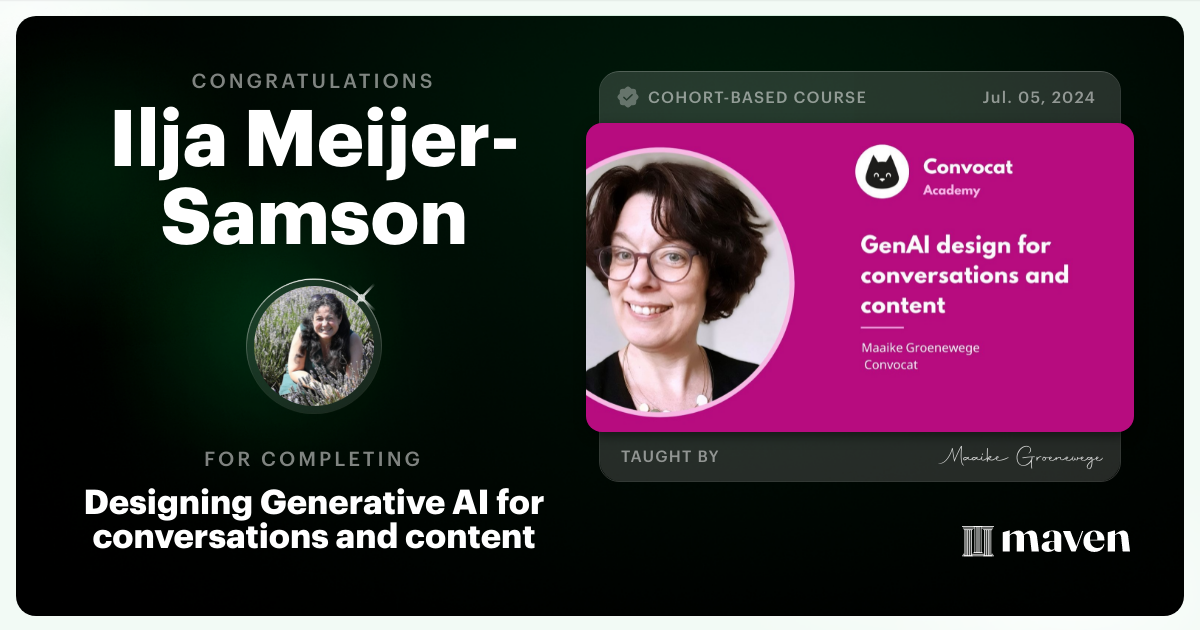 Certificate of Completion for Designing Generative AI for conversations and content