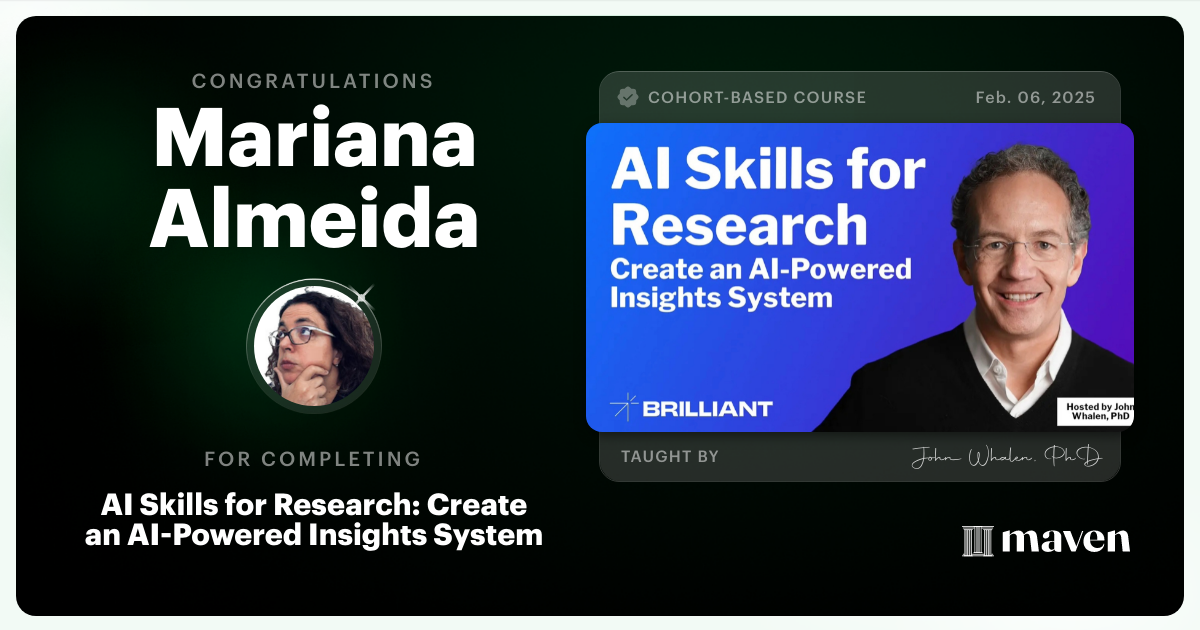 Certificate of Completion for AI for Customer Research: Future-Proof Your UX & Product Skills