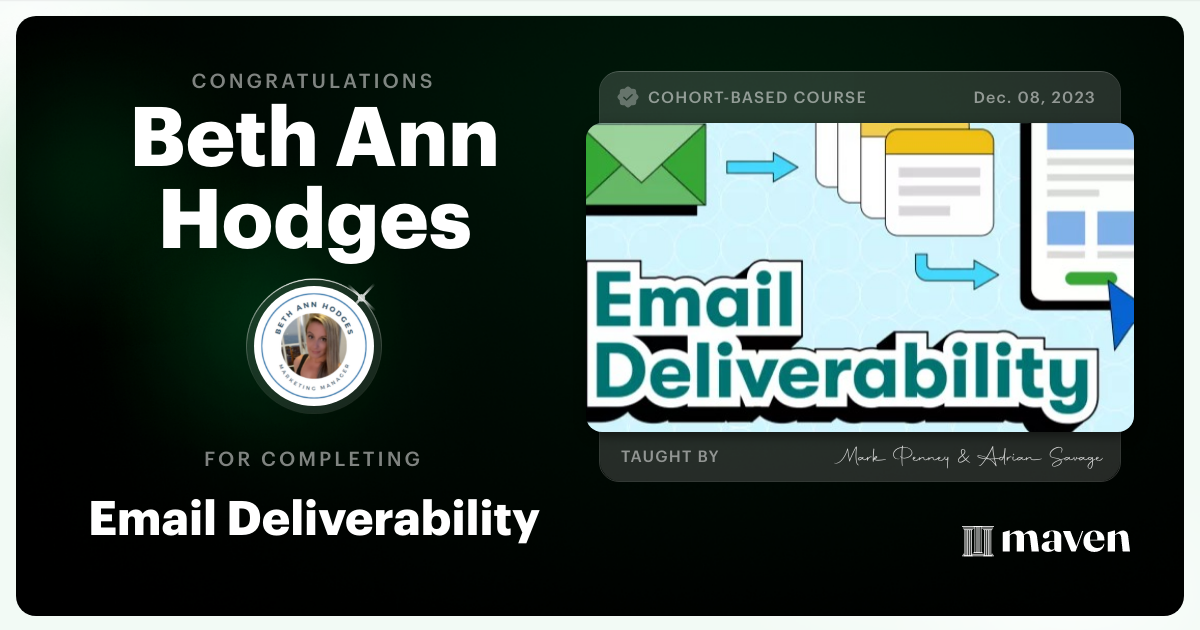 Certificate of Completion for Email Deliverability