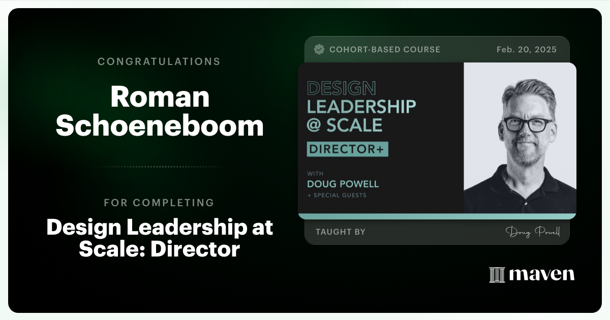 Certificate of Completion for Design Leadership at Scale: Director