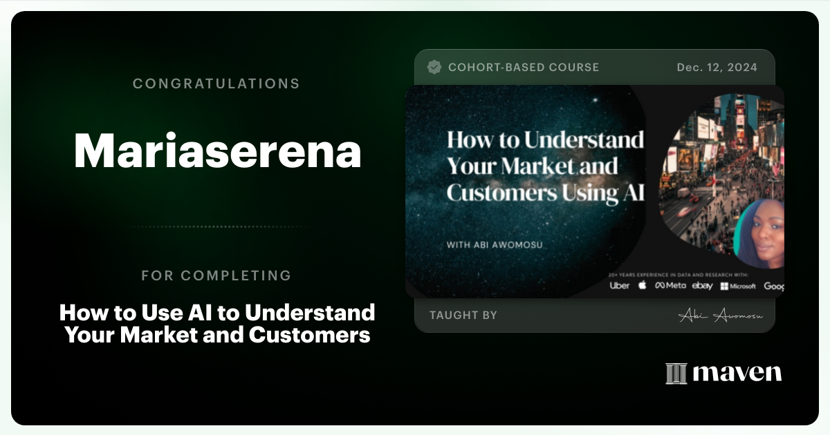 Certificate of Completion for The Billion Person Focus Group® - Find the Truths Traditional Research Misses