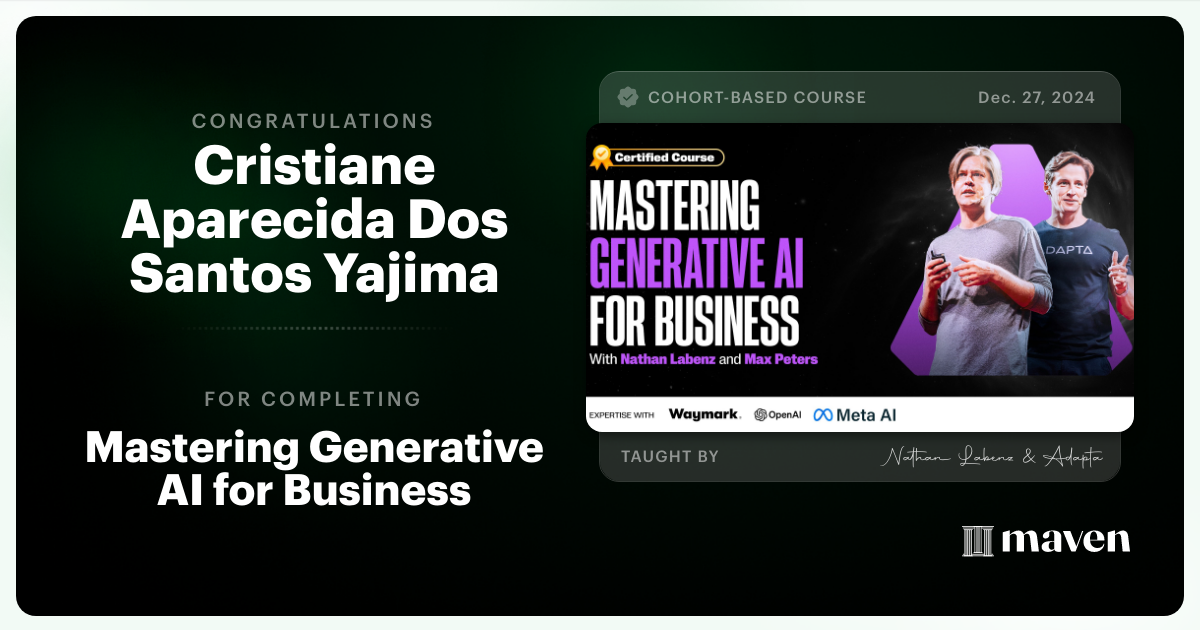 Certificate of Completion for Mastering Generative AI for Business