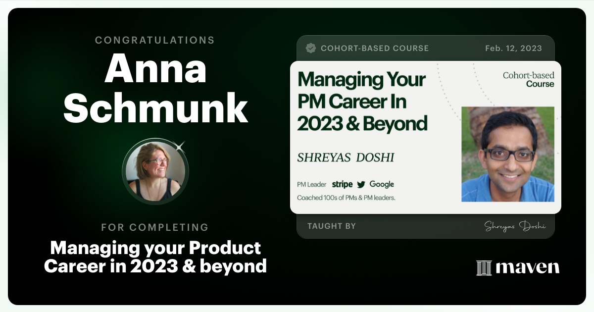 Certificate of Completion for Managing your PM Career in 2025 and beyond