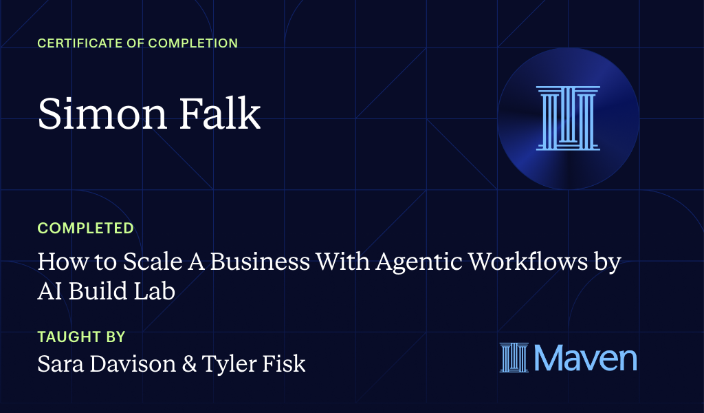Certificate for Build The AI Agent Workforce That Scales Companies: Own & Run Your Own Agent Org