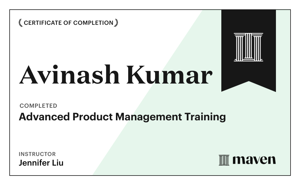 Certificate for AI Product Leadership Certification by Product Faculty