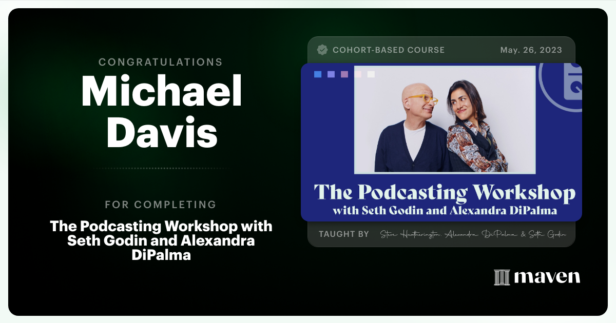 Certificate of Completion for The Podcasting Workshop