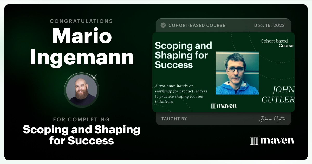 Certificate of Completion for Scoping and Shaping for Success