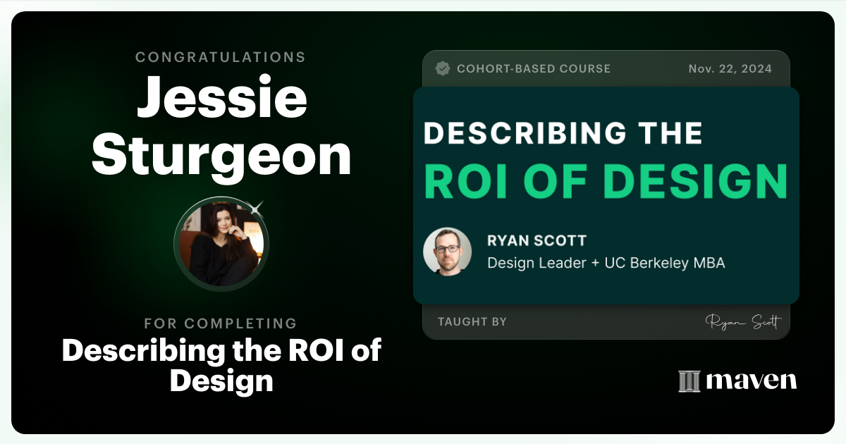 Certificate of Completion for Describing the ROI of Design