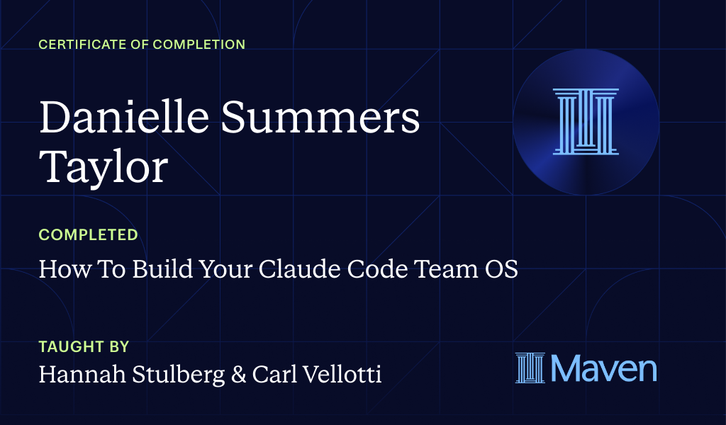 Certificate for How To Build Your Claude Code Team OS