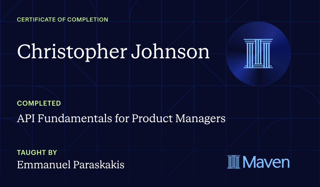 Certificate for API Fundamentals for Product Managers
