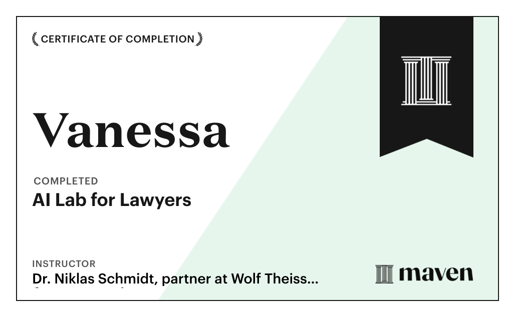 Certificate for AI Lab for Lawyers