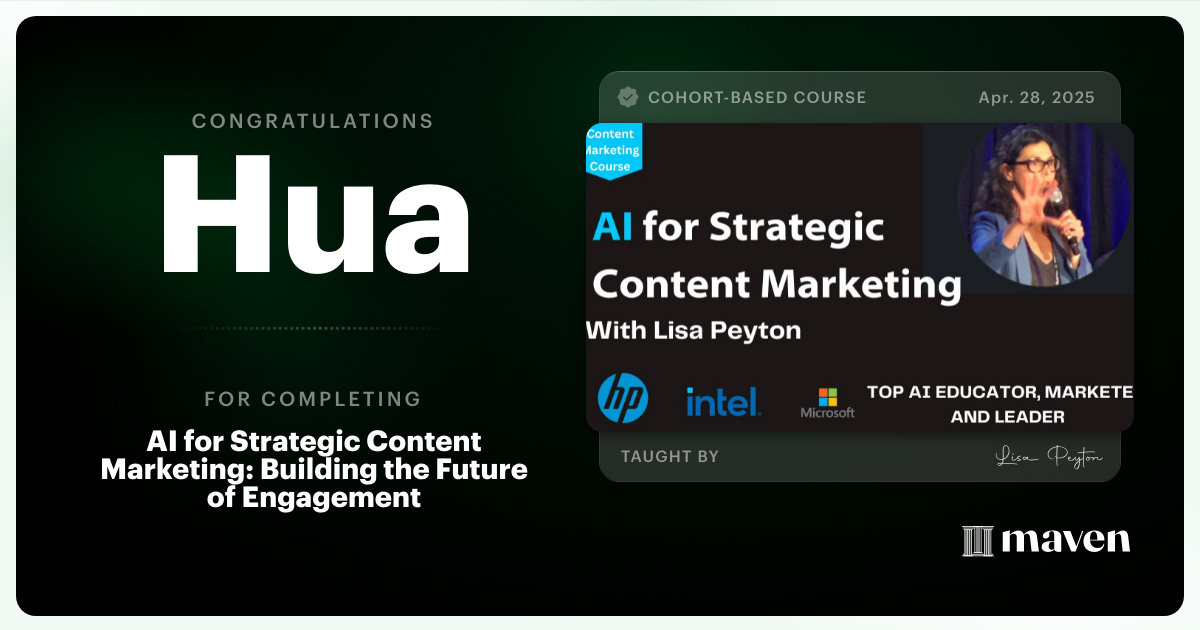 Certificate of Completion for AI for Strategic Content Marketing 