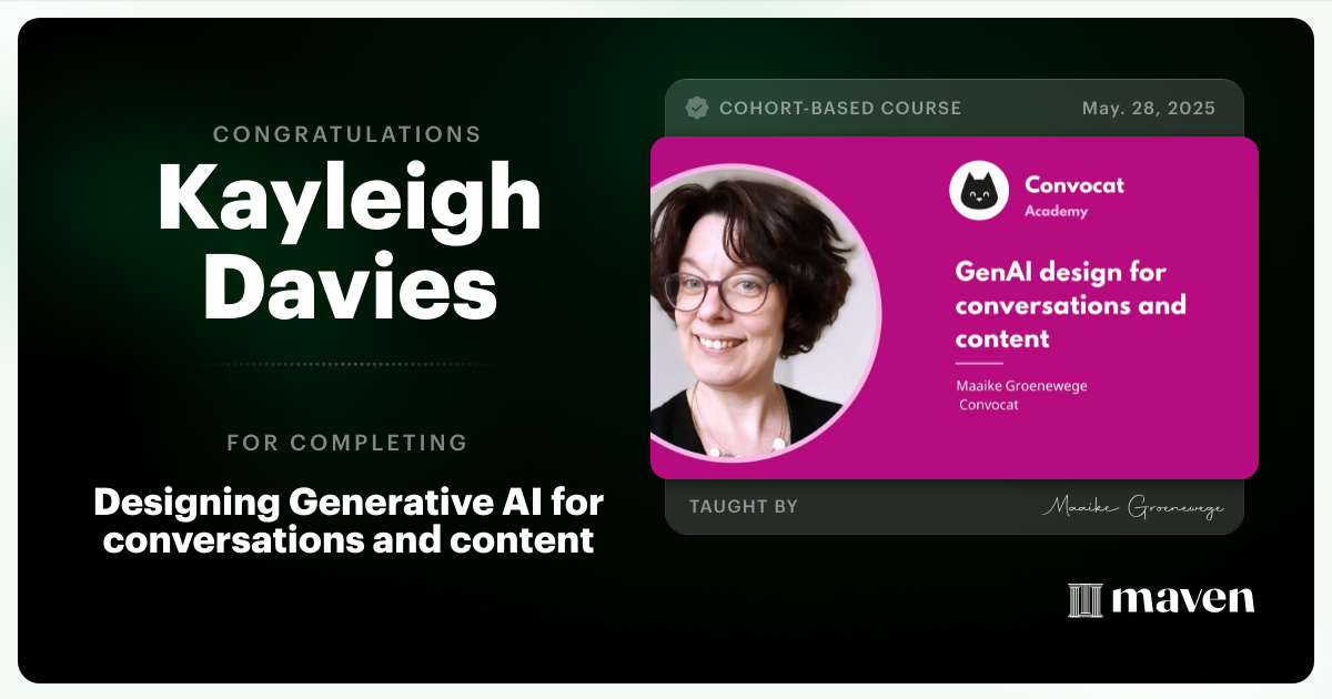 Certificate of Completion for Designing Generative AI for conversations and content
