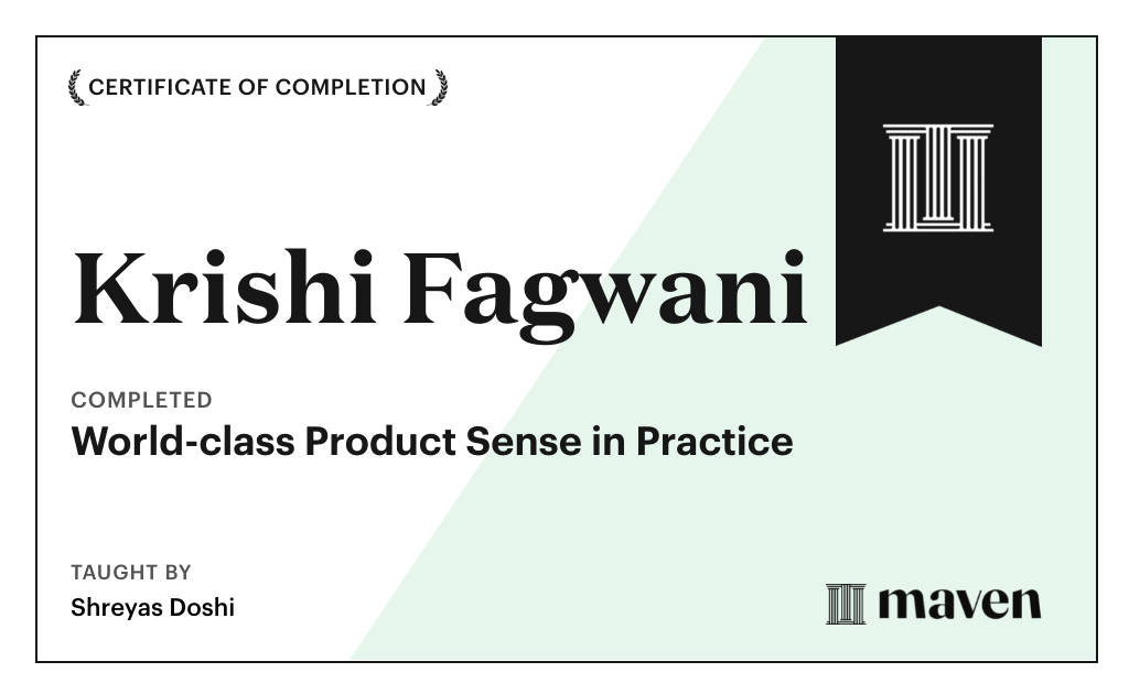 Certificate for World-class Product Sense in Practice