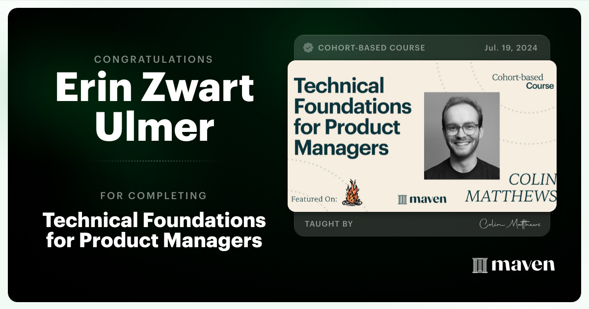 Certificate of Completion for Technical Foundations for Product Managers