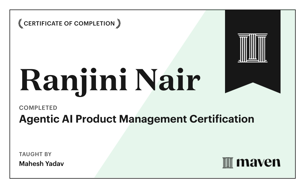 Certificate for Agentic AI Product Management Certification