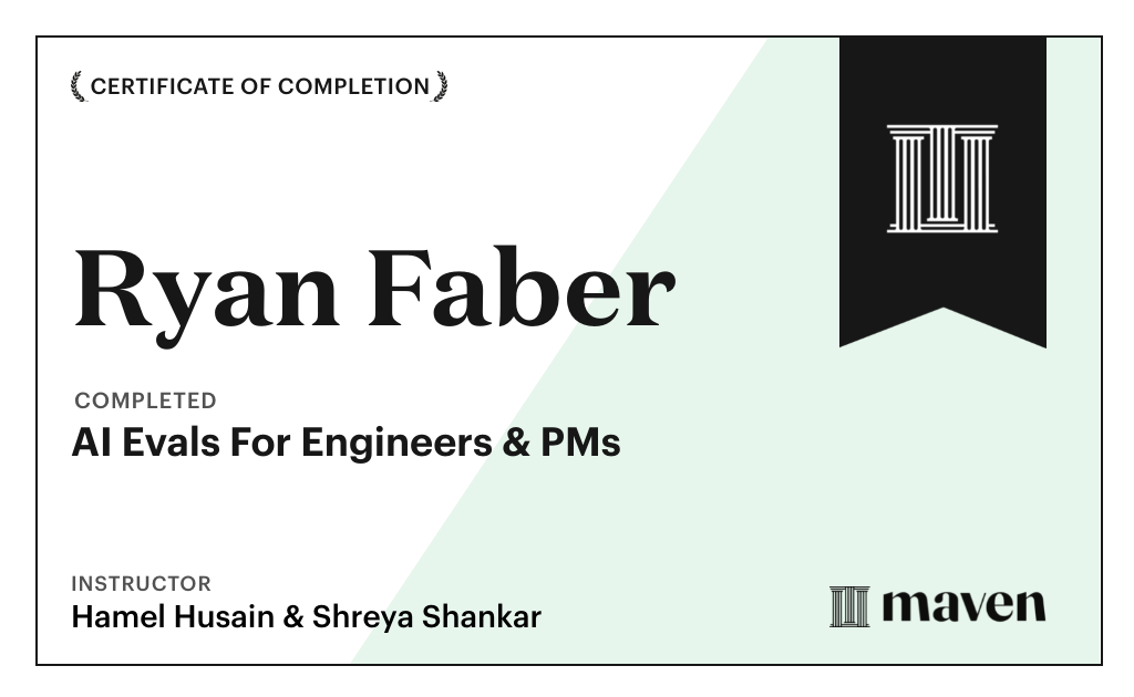 Certificate for AI Evals For Engineers & PMs