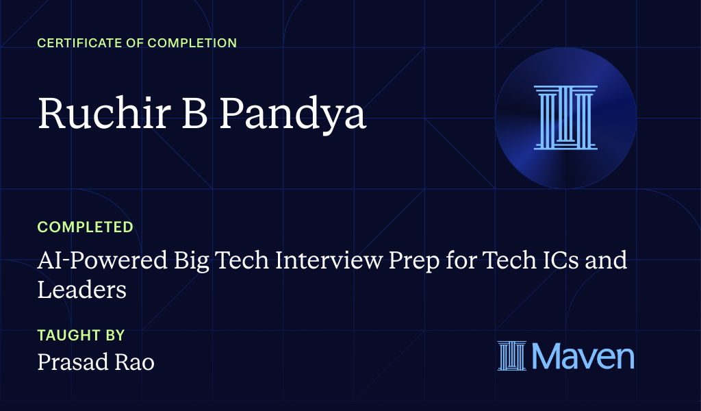 Certificate for AI-Powered Big Tech Interview Prep for Tech ICs and Leaders
