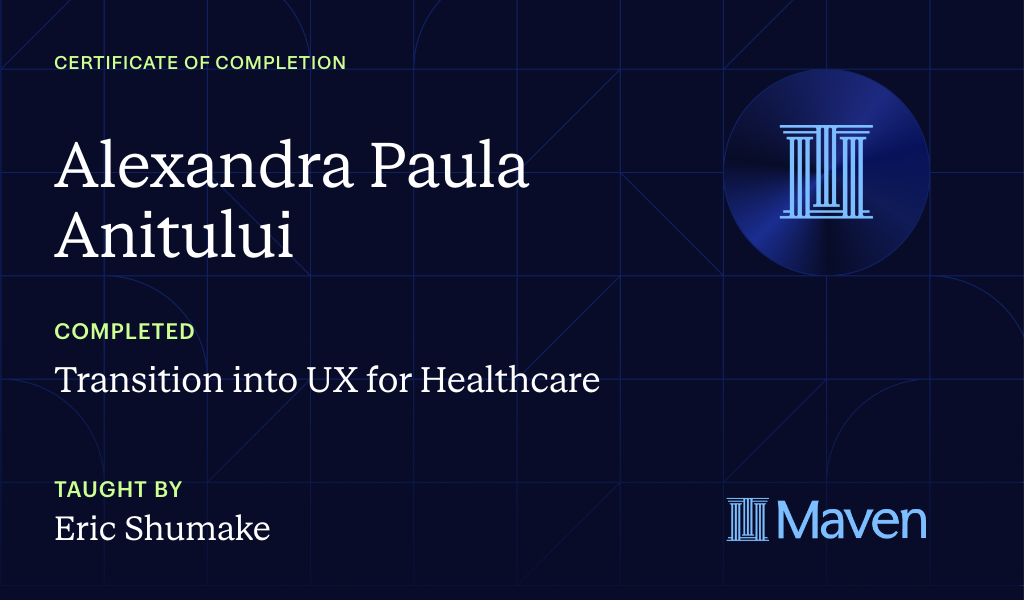 Certificate for Transition into UX for Healthcare