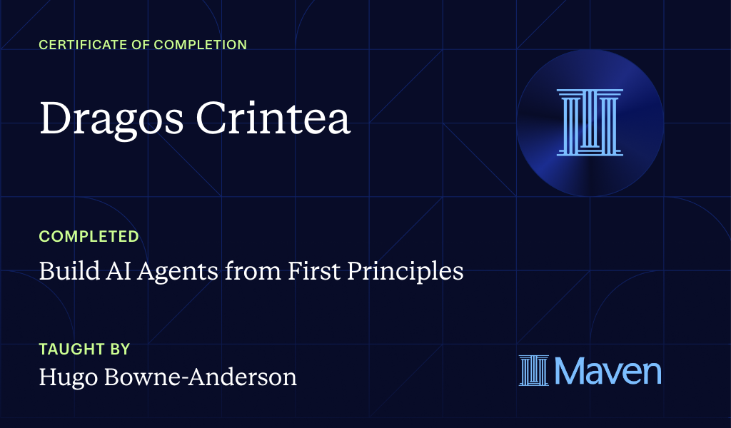 Certificate for Build AI Agents from First Principles
