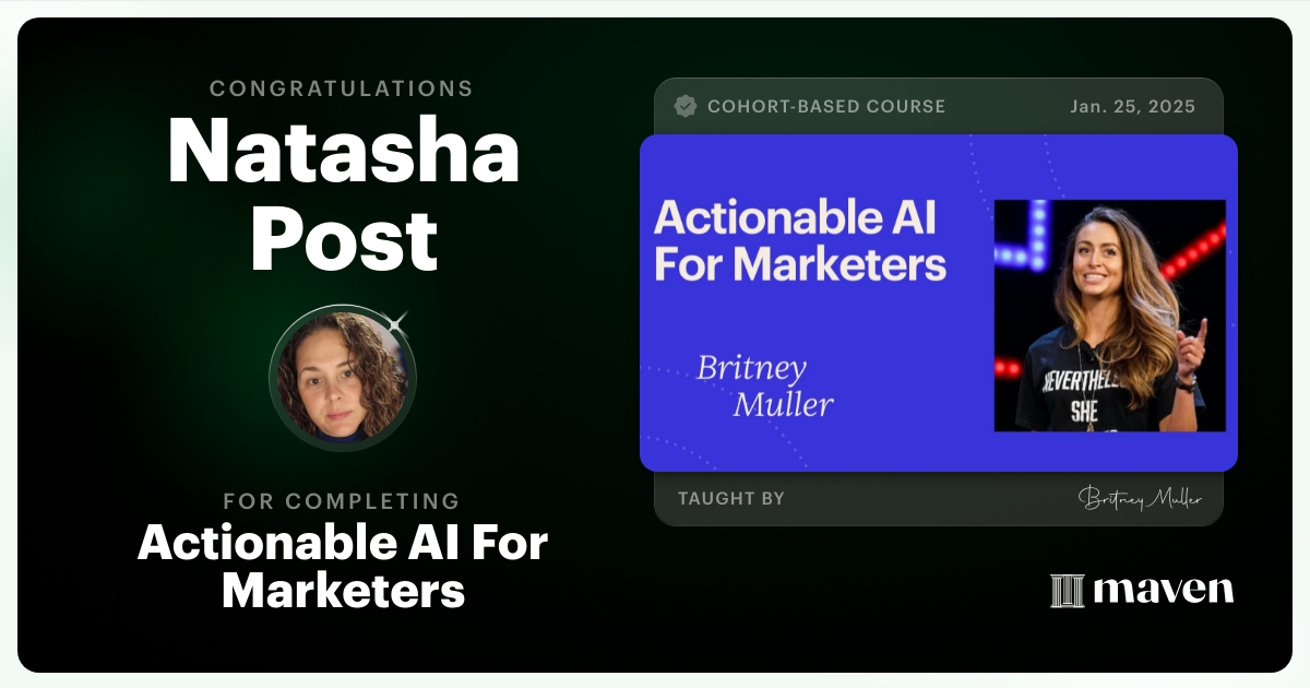 Certificate of Completion for Actionable AI For Marketers