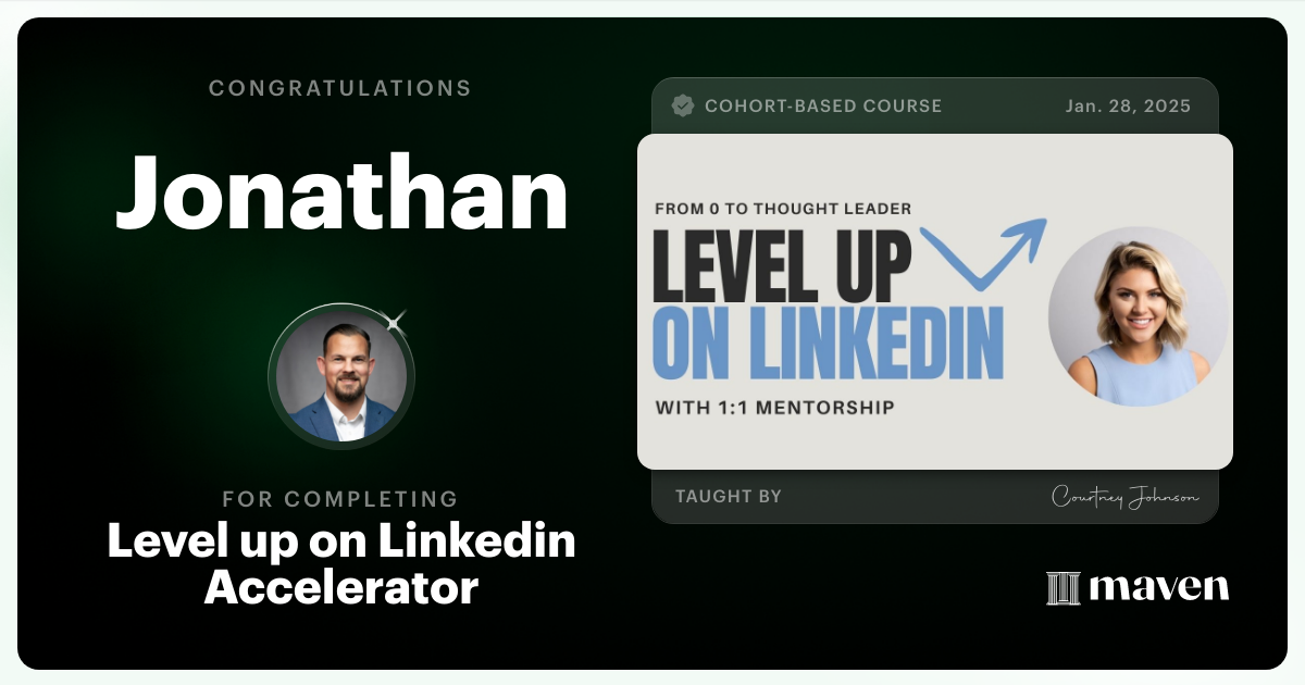 Certificate of Completion for Level up on Linkedin Accelerator
